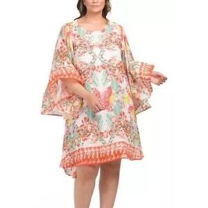 KLOZLYNE Plus Size 2X Lined Georgette Dress Kimono With Split Sleeves NWT